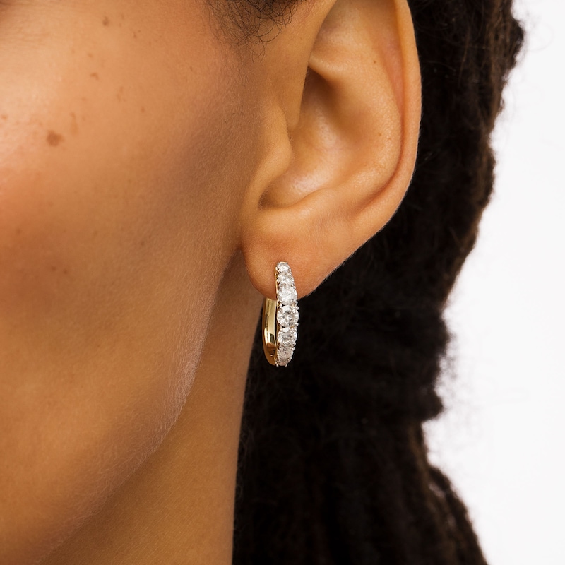 1-1/2 CT. T.W. Diamond Graduated Hoop Earrings in 10K Gold