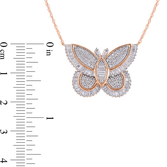 1 CT. T.w. Composite Diamond Butterfly Necklace in 10K Rose Gold