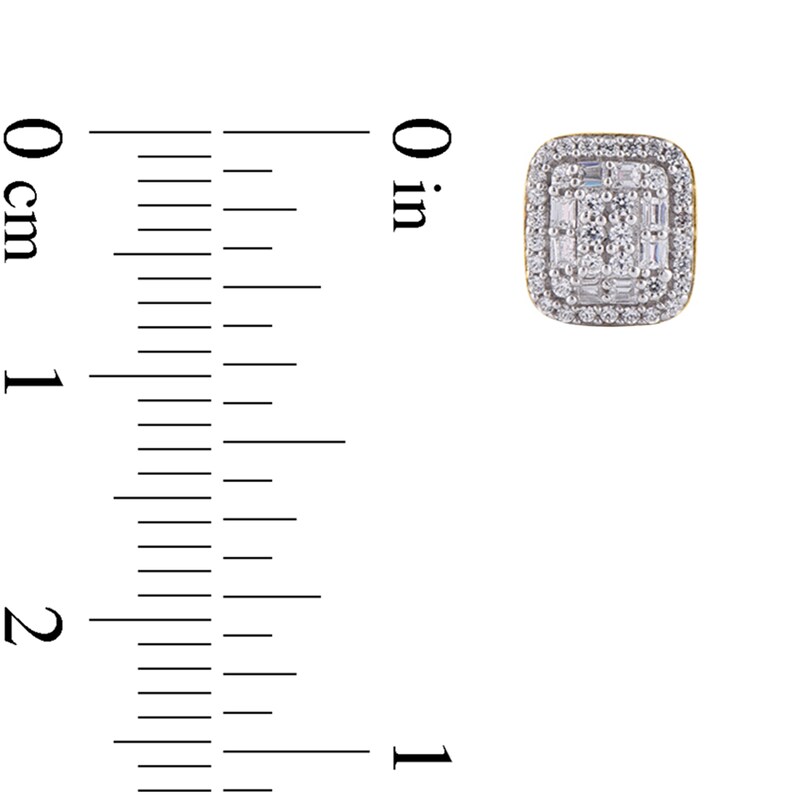 1/3 CT. T.W. Composite Diamond Rectangular Frame Stud Earrings in 10K Gold