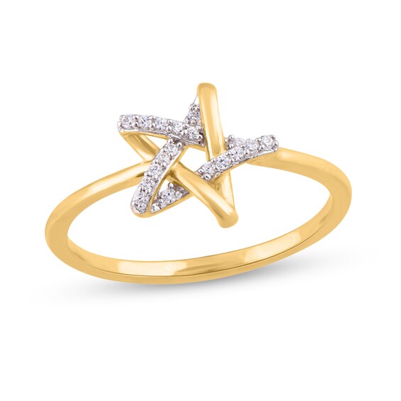 Diamond Accent Star Ring In Sterling Silver With 18k Gold Plate Zales