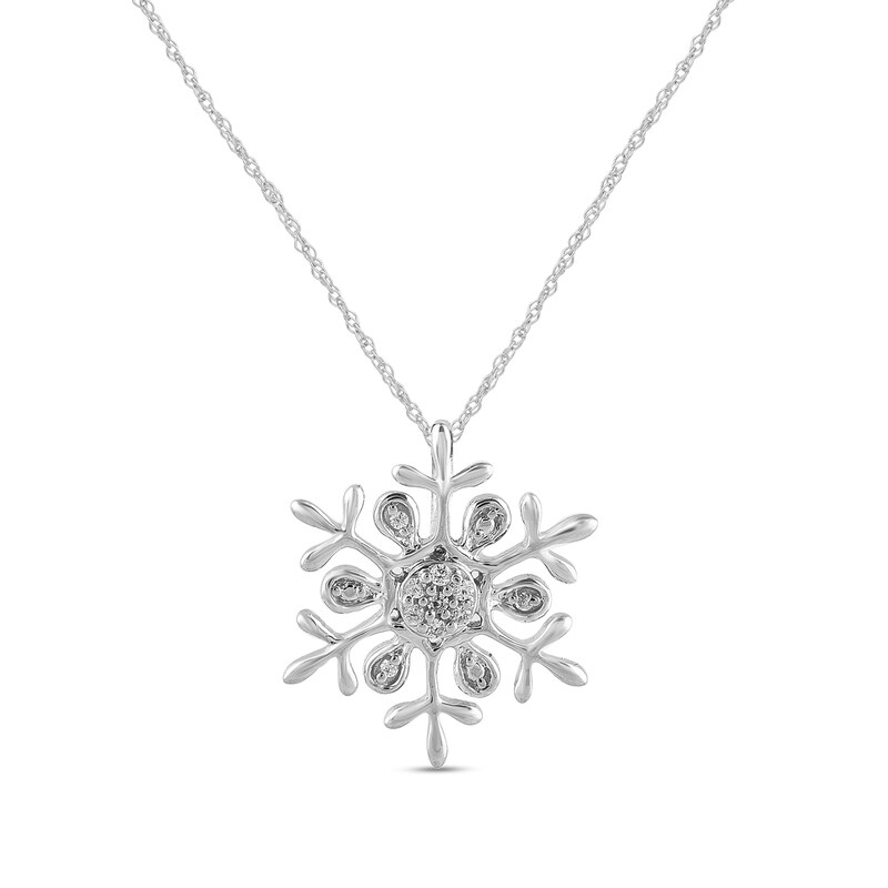 14 Karat White Gold Diamond Snowflake Pendant, Bluestone Jewelry