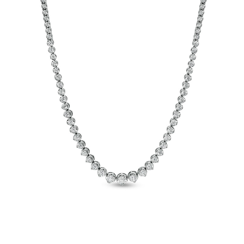 4 CT. T.W. Diamond Graduate Riviera Necklace in 10K White Gold – 17"