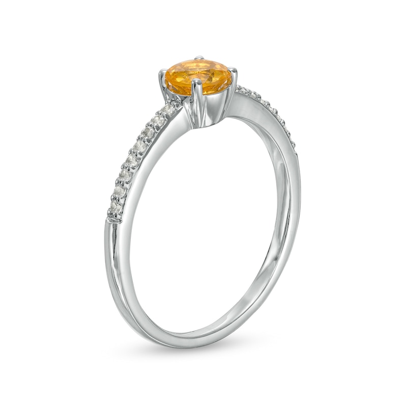 5.0mm Citrine and White Lab-Created Sapphire Ring in Sterling Silver