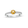 Thumbnail Image 1 of 5.0mm Citrine and White Lab-Created Sapphire Mirrored Shank Ring in Sterling Silver