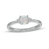 Thumbnail Image 0 of Lab-Created Opal and 1/20 CT. T.W. Diamond Tri-Sides Ring in Sterling Silver