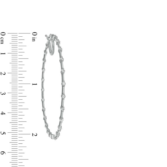 1 CT. T.w. Diamond Station Inside-Out Hoop Earrings in 10K White Gold