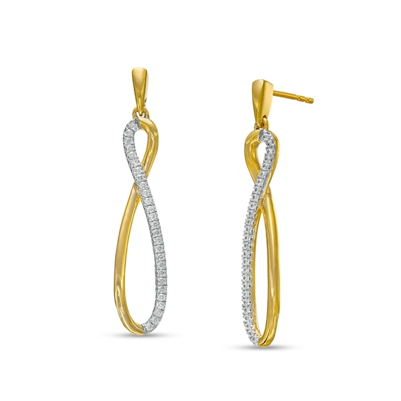 1/6 CT. T.w. Diamond Elongated Infinity Drop Earrings in 10K Gold