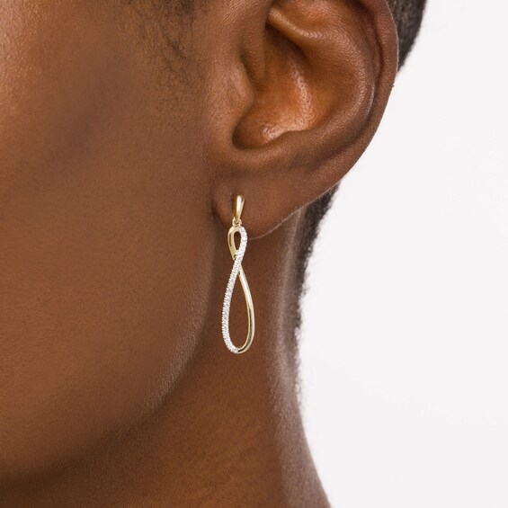 1/6 CT. T.w. Diamond Elongated Infinity Drop Earrings in 10K Gold
