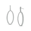 Thumbnail Image 0 of 1-1/3 CT. T.W. Diamond Oval Outline Drop Earrings in 10K White Gold