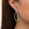 Thumbnail Image 2 of 1-1/3 CT. T.W. Diamond Oval Outline Drop Earrings in 10K White Gold