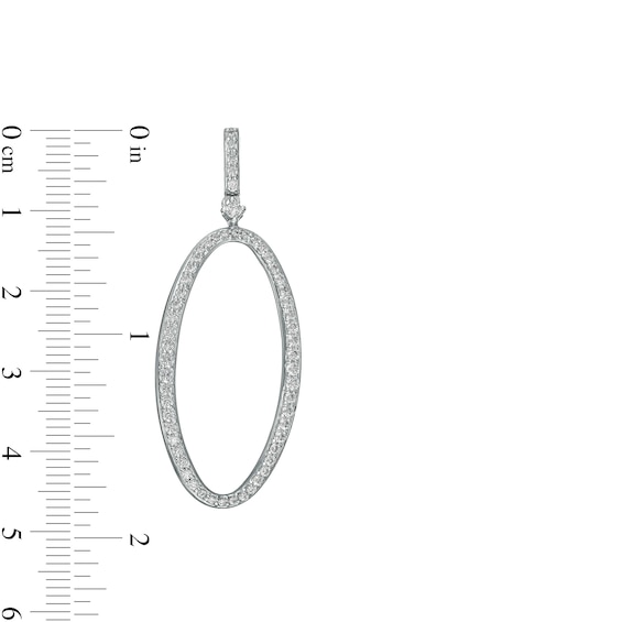 1-1/3 CT. T.w. Diamond Oval Outline Drop Earrings in 10K White Gold