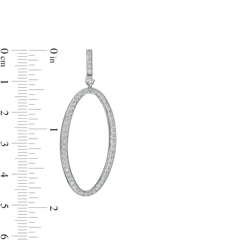 1-1/3 CT. T.W. Diamond Oval Outline Drop Earrings in 10K White Gold