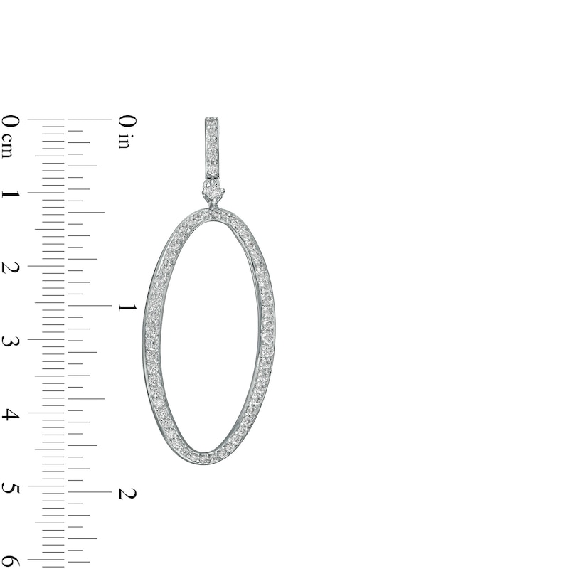 Main Image 3 of 1-1/3 CT. T.W. Diamond Oval Outline Drop Earrings in 10K White Gold