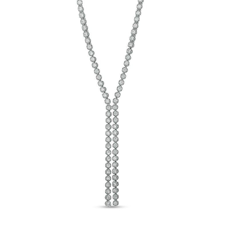 Main Image 1 of 4 CT. T.W. Diamond Double Row Y-Necklace in 10K White Gold - 17"