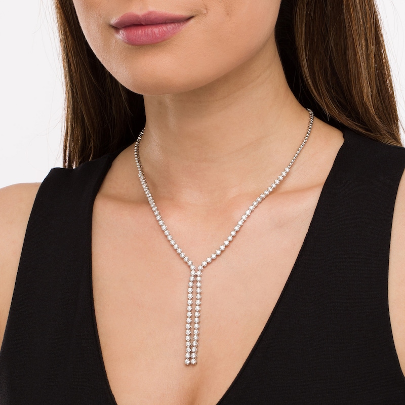 Main Image 2 of 4 CT. T.W. Diamond Double Row Y-Necklace in 10K White Gold - 17"