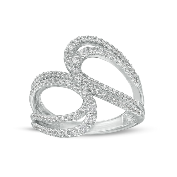 3/4 CT. T.w. Diamond Double Loop Bypass Ring in 10K White Gold