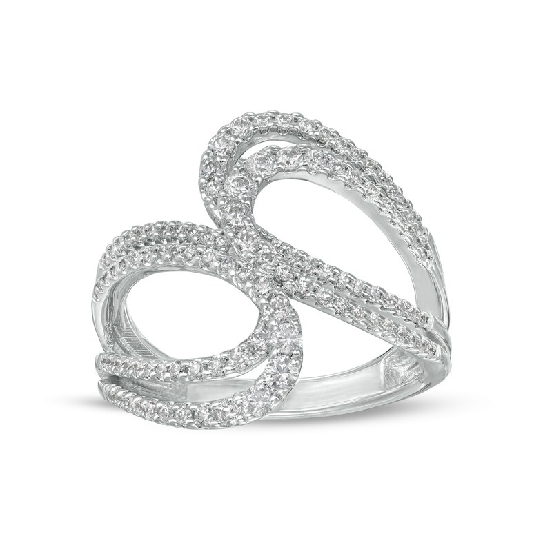 Main Image 1 of 3/4 CT. T.W. Diamond Double Loop Bypass Ring in 10K White Gold