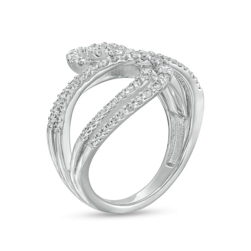 Main Image 3 of 3/4 CT. T.W. Diamond Double Loop Bypass Ring in 10K White Gold