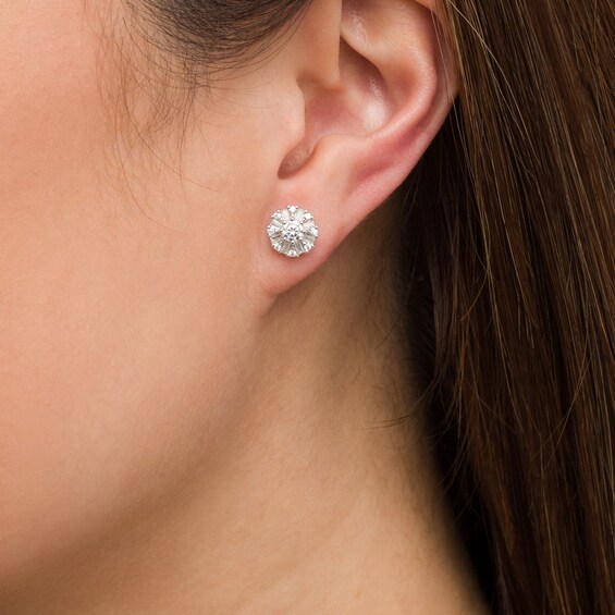 3/4 CT. T.w. Diamond Snowflake Stud Earrings in 10K White Gold