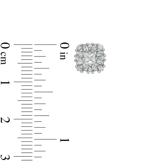 3/4 CT. T.w. Cushion-Shaped Diamond Frame Stud Earrings in 10K White Gold