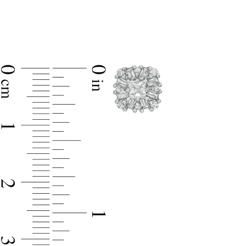 Main Image 3 of 3/4 CT. T.W. Cushion-Shaped Diamond Frame Stud Earrings in 10K White Gold