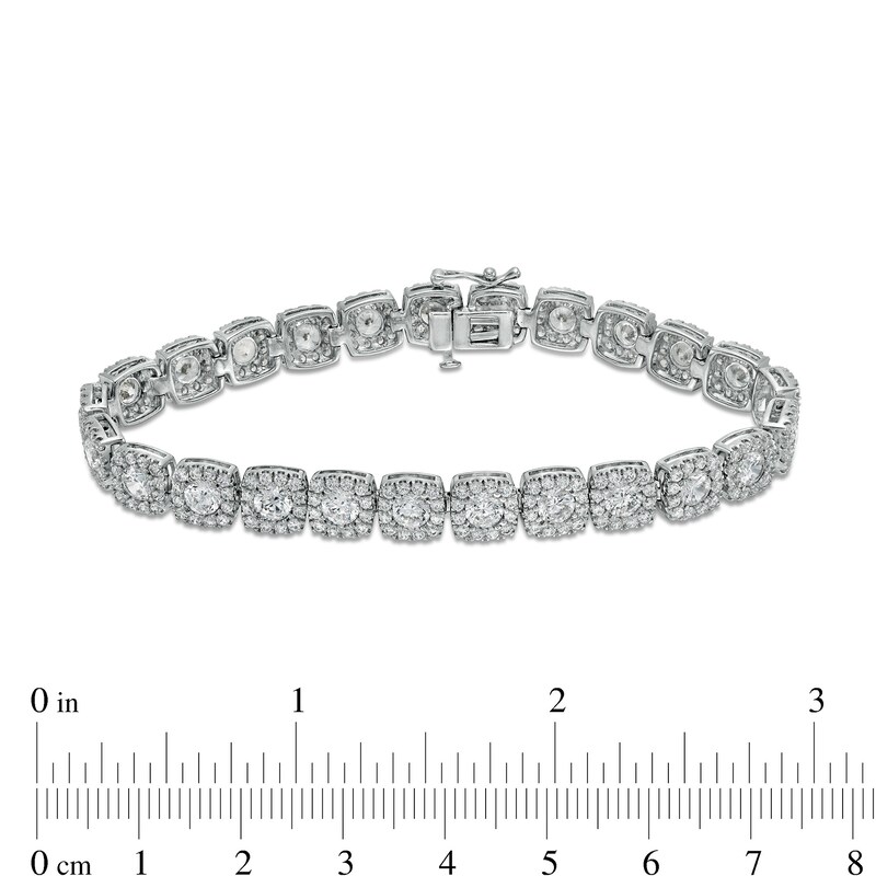 Main Image 4 of 10 CT. T.W. Composite Cushion-Shaped Diamond Line Bracelet in 10K White Gold