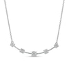 Thumbnail Image 1 of 3/8 CT. T.W. Diamond Station Curved Bar Necklace in 10K White Gold - 17"