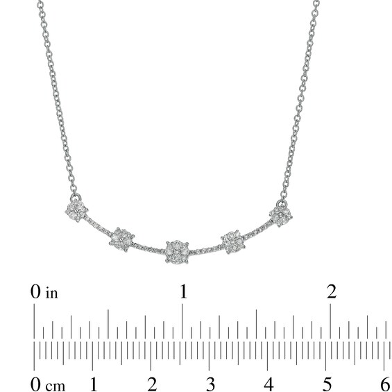 3/8 CT. T.w. Diamond Station Curved Bar Necklace in 10K White Gold - 17"