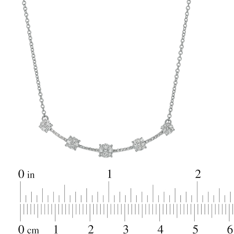 Main Image 3 of 3/8 CT. T.W. Diamond Station Curved Bar Necklace in 10K White Gold - 17"