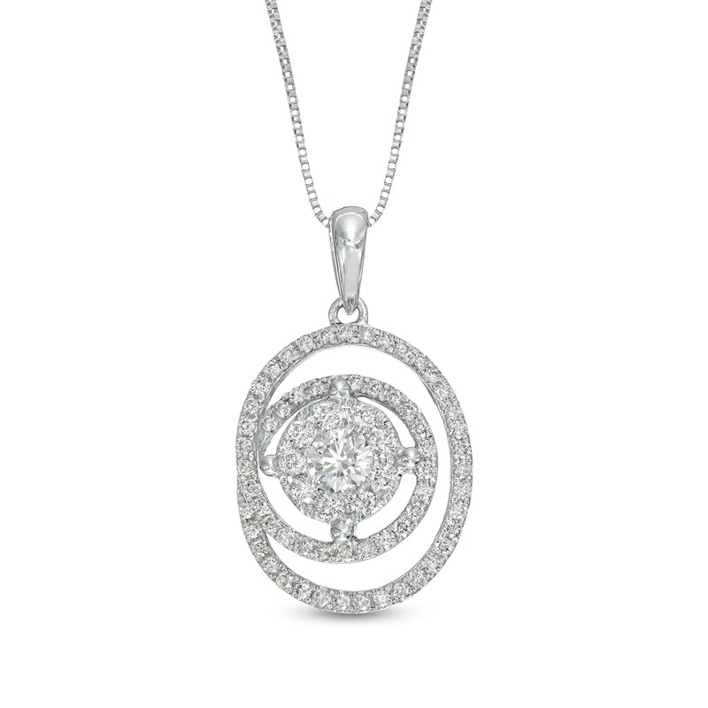 Main Image 1 of 5/8 CT. T.W. Composite Diamond Spiral Pendant in 10K White Gold
