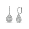 Thumbnail Image 0 of 1 CT. T.W. Pear-Shaped Multi-Diamond Double Frame Drop Earrings in 10K White Gold