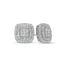 Thumbnail Image 0 of 1 CT. T.W. Cushion-Shaped Multi-Diamond Double Frame Layered Stud Earrings in 10K White Gold