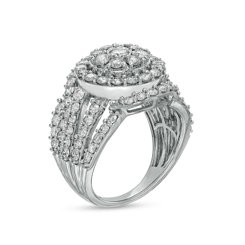 Main Image 3 of 3 CT. T.W. Multi-Diamond Swirl Crossover Split Shank Ring in 10K White Gold