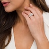 Thumbnail Image 1 of 1 CT. T.W. Princess-Cut Diamond Double Frame Twist Shank Bridal Set in 14K White Gold