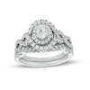 Thumbnail Image 1 of 1 CT. T.W. Oval Diamond Double Frame Twist Shank Bridal Set in 14K White Gold