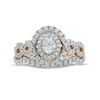 Thumbnail Image 4 of 1 CT. T.W. Oval Diamond Double Frame Twist Shank Bridal Set in 14K Gold