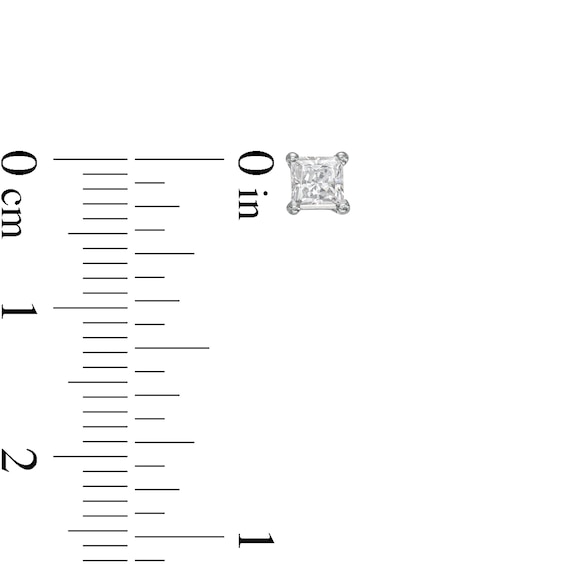 1/ CT. T.w. Certified Princess-Cut Lab-Grown Diamond Solitaire Stud Earrings in 14K White Gold (F/Si2