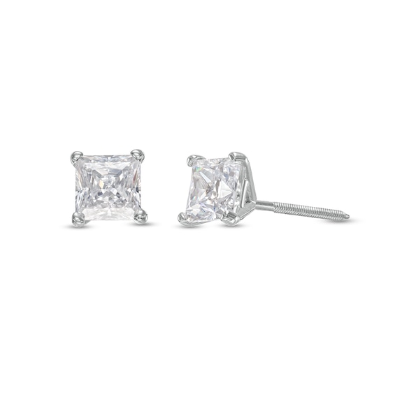 1 CT. T.w. Certified Princess-Cut Lab-Grown Diamond Solitaire Stud Earrings in 14K White Gold (F/Si2)