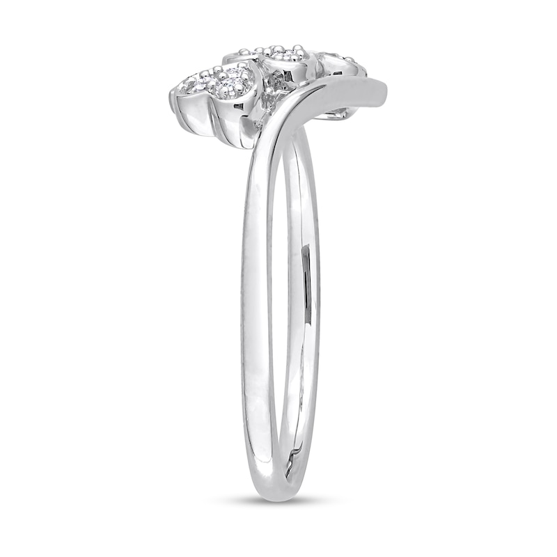 Main Image 3 of 1/10 CT. T.W. Composite Diamond Heart Trio Promise Ring in Sterling Silver