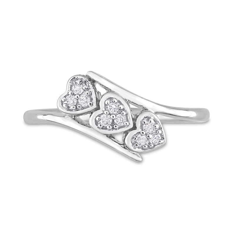 Main Image 4 of 1/10 CT. T.W. Composite Diamond Heart Trio Promise Ring in Sterling Silver