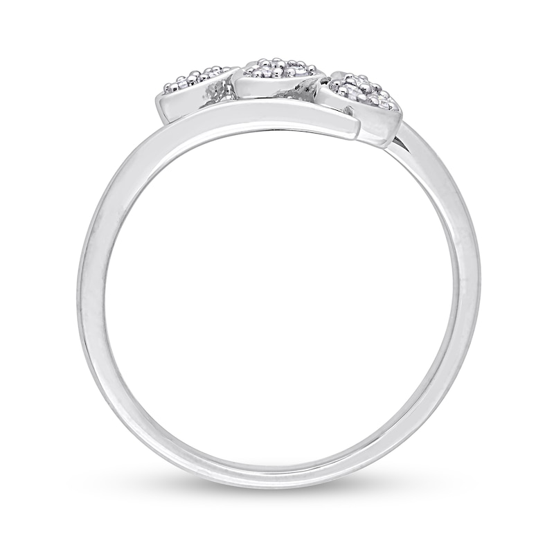 Main Image 5 of 1/10 CT. T.W. Composite Diamond Heart Trio Promise Ring in Sterling Silver