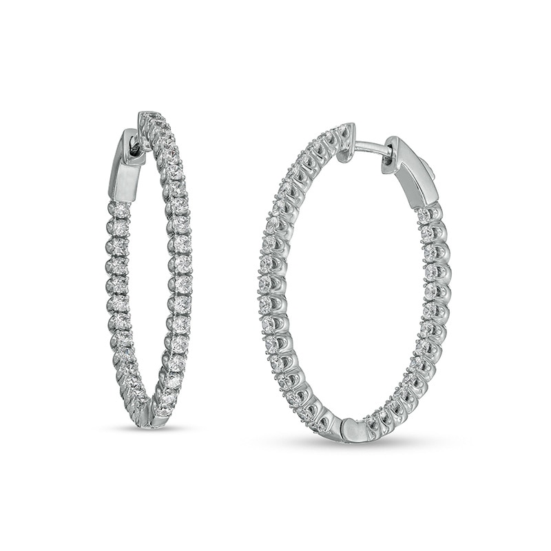 Main Image 1 of 3 CT. T.W. Diamond Inside-Out Hoop Earrings in 10K White Gold