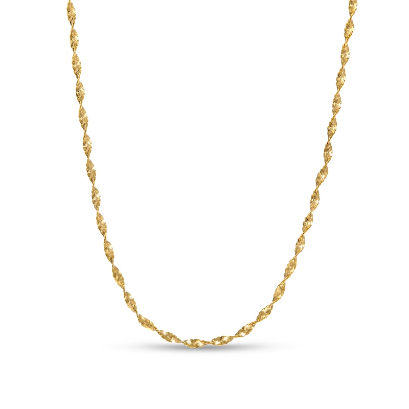 0.8mm Diamond-Cut Twisted Link Chain Necklace in Hollow 14K Gold - 18\