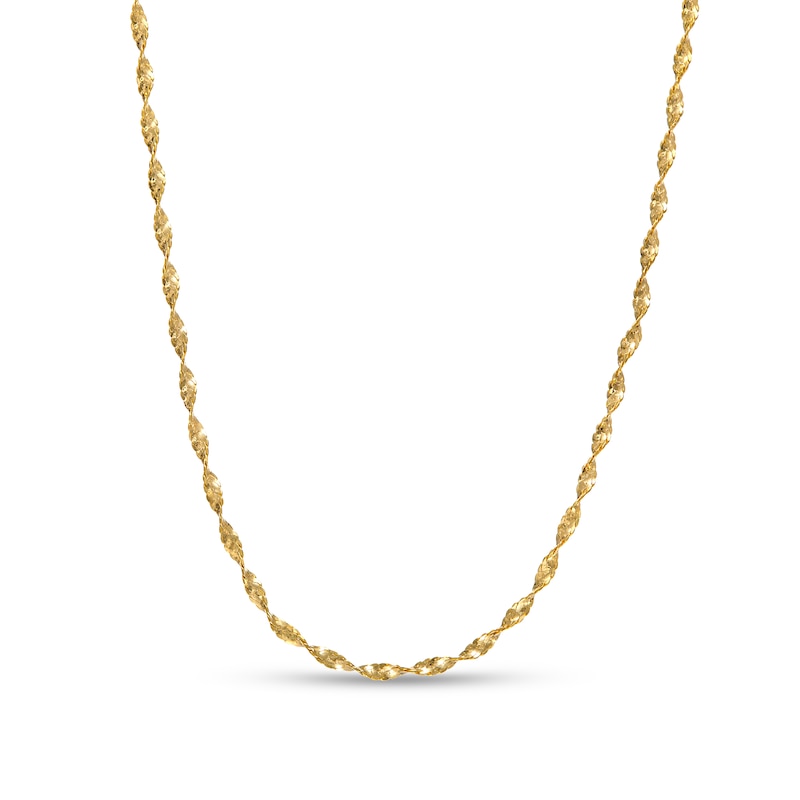 Main Image 1 of 0.8mm Diamond-Cut Twisted Link Chain Necklace in Hollow 14K Gold - 18"