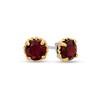 Thumbnail Image 1 of 6.0mm Garnet Solitaire Rope-Textured Frame Stud Earrings in Sterling Silver and 10K Gold