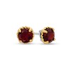 Thumbnail Image 0 of 6.0mm Garnet Solitaire Rope-Textured Frame Stud Earrings in Sterling Silver and 10K Gold