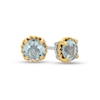 Thumbnail Image 0 of 6.0mm Aquamarine Solitaire Rope-Textured Frame Stud Earrings in Sterling Silver and 10K Gold