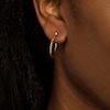 Thumbnail Image 2 of 26.06mm Diamond-Cut Knife Edge Tube Oval Hoop Earrings in 10K Gold