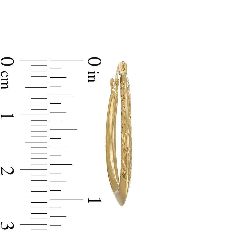 Main Image 3 of 26.06mm Diamond-Cut Knife Edge Tube Oval Hoop Earrings in 10K Gold