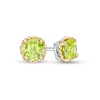 Thumbnail Image 1 of 6.0mm Peridot Solitaire Rope-Textured Frame Stud Earrings in Sterling Silver and 10K Gold